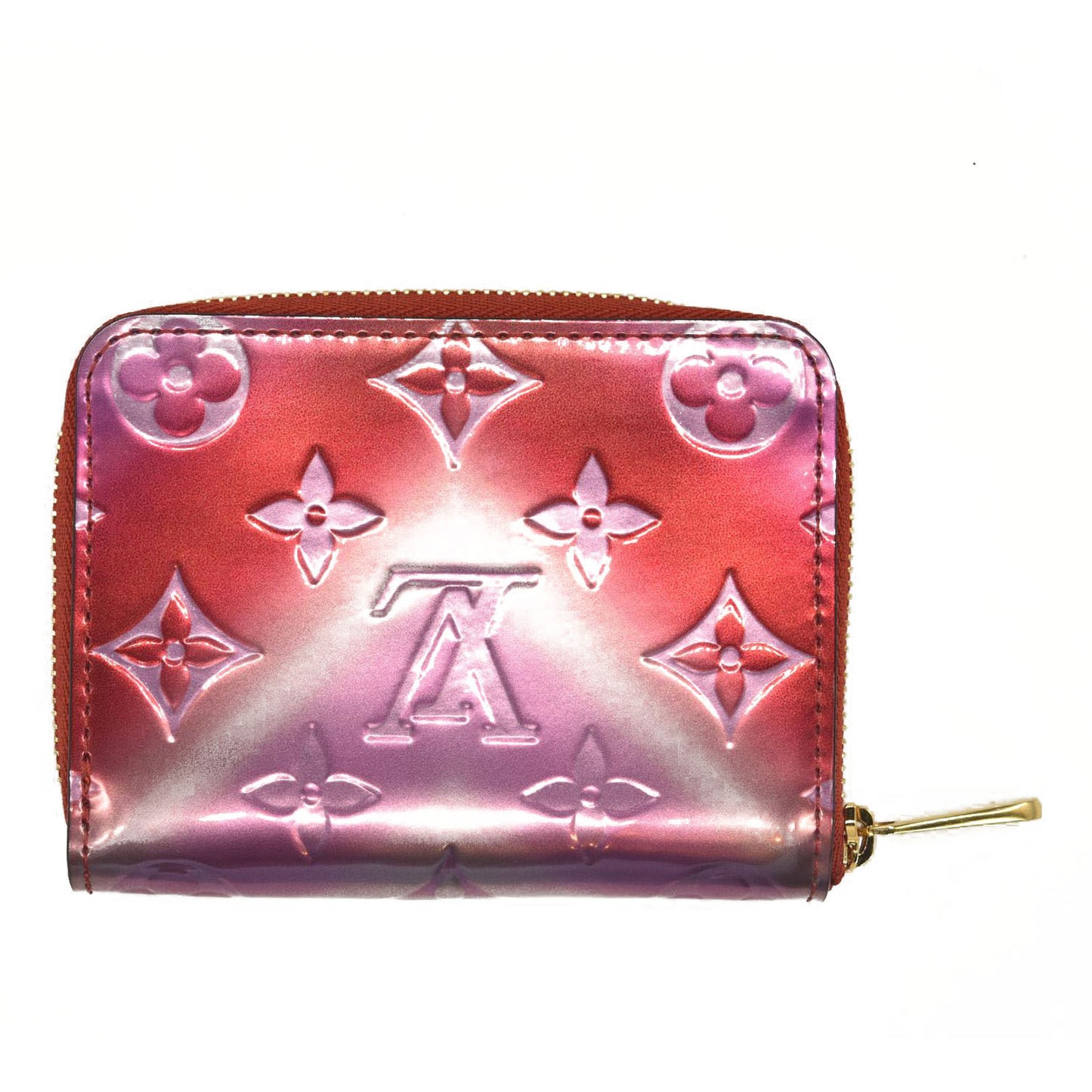 Louis Vuitton  Metallic Vernis Degrade Zippy Coin Purse Pink Red SN4179