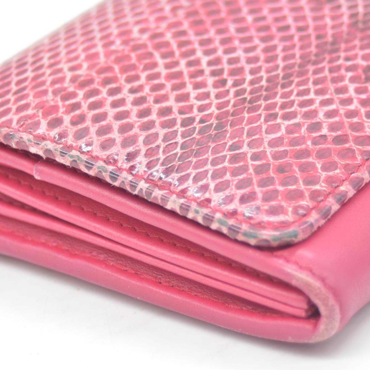 $790 BVLGARI Leather Bifold Long Wallet Pink Croc CONSIGNMENT