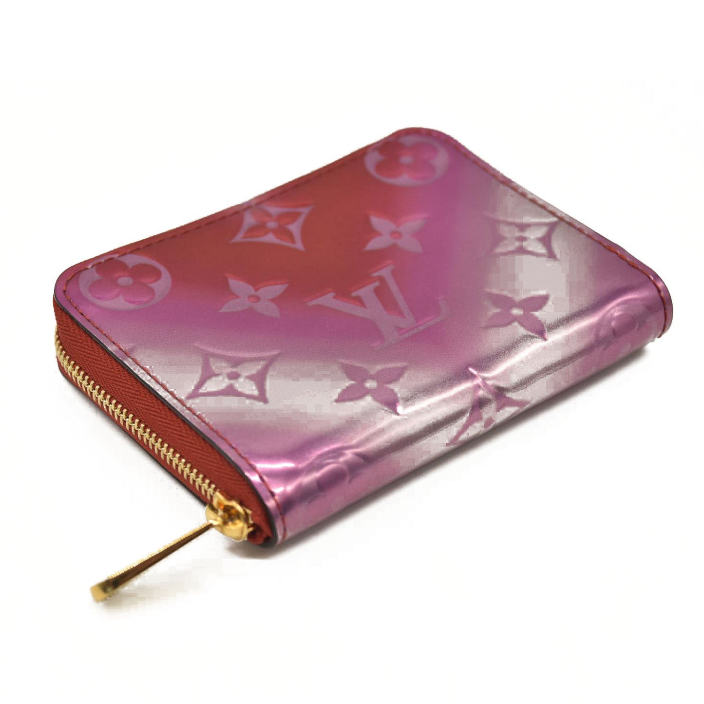 Louis Vuitton  Metallic Vernis Degrade Zippy Coin Purse Pink Red SN4179