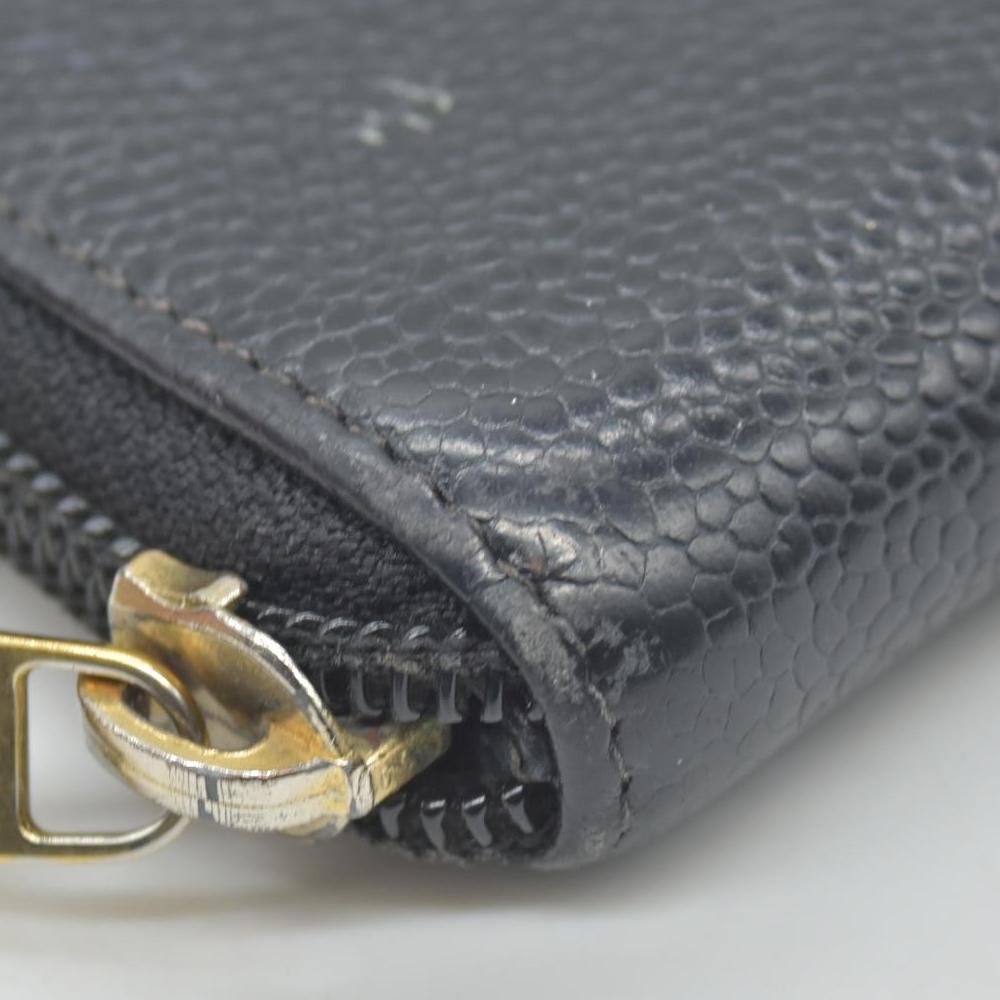 $925 Chanel Caviar Large Timeless CC Zip Around Wallet BlackCONSIGNMENT