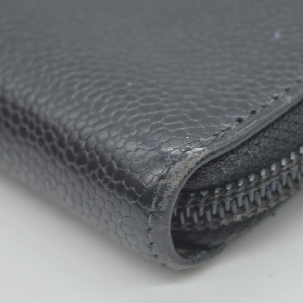 $925 Chanel Caviar Large Timeless CC Zip Around Wallet BlackCONSIGNMENT