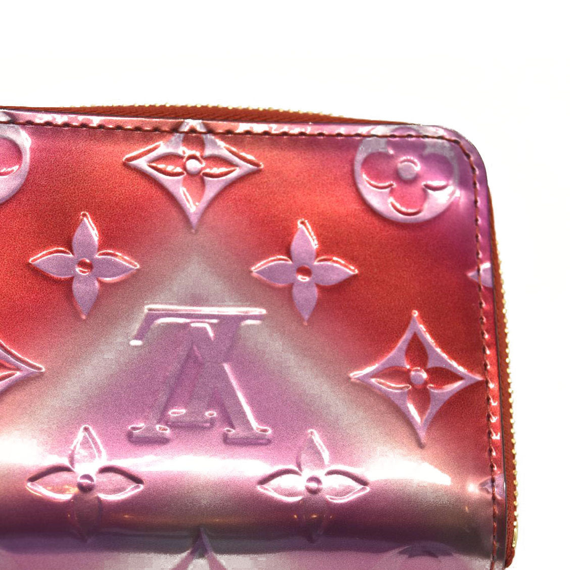 Louis Vuitton  Metallic Vernis Degrade Zippy Coin Purse Pink Red SN4179