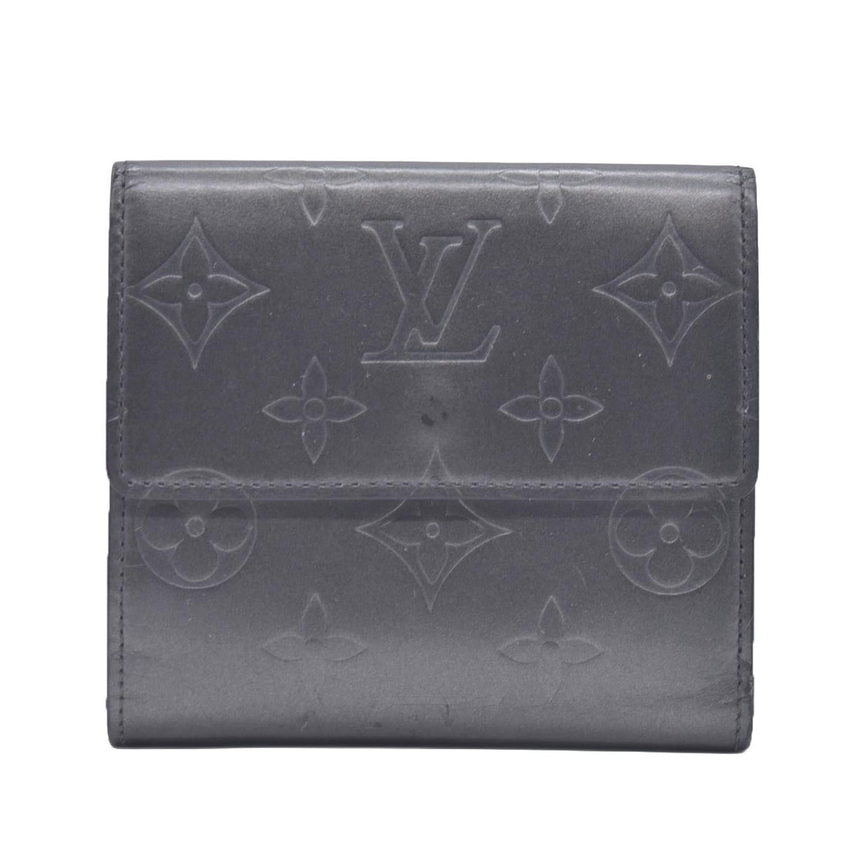 $605 2003 Louis Vuitton Metallic Matt Vernis Compact Wallet Grey TH0033 CONSIGNMENT 10020918