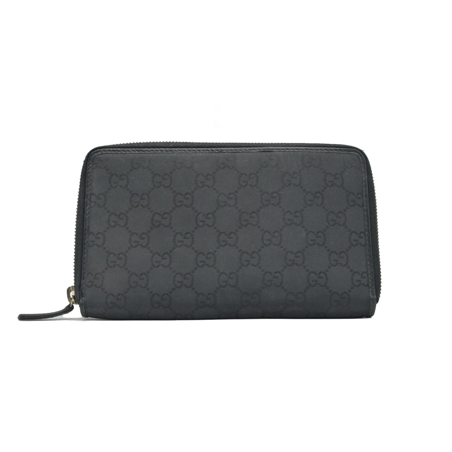 $800 Gucci Large Zip Around Organizer Wallet Black GG CONSIGNMENT