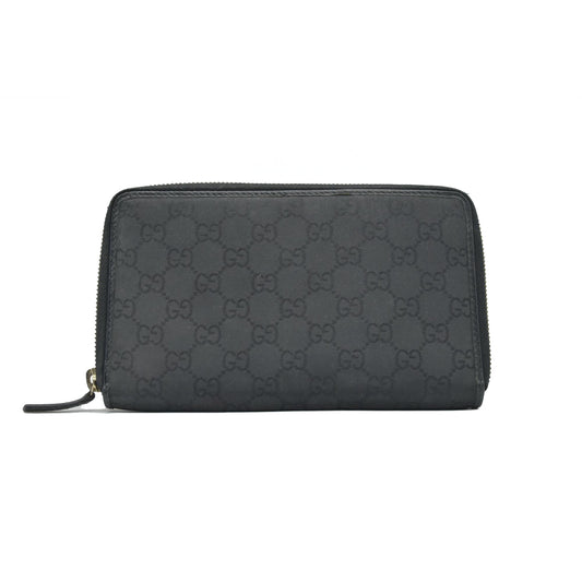 $800 Gucci Large Zip Around Organizer Wallet Black GG CONSIGNMENT