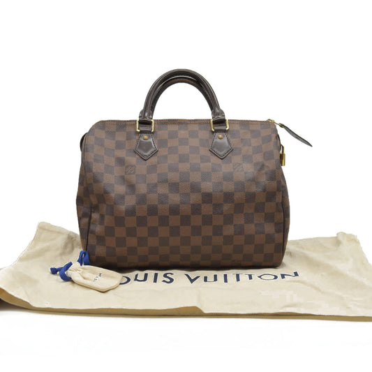 $1660 Louis Vuitton Damier Ebene Speedy 30 SD2147