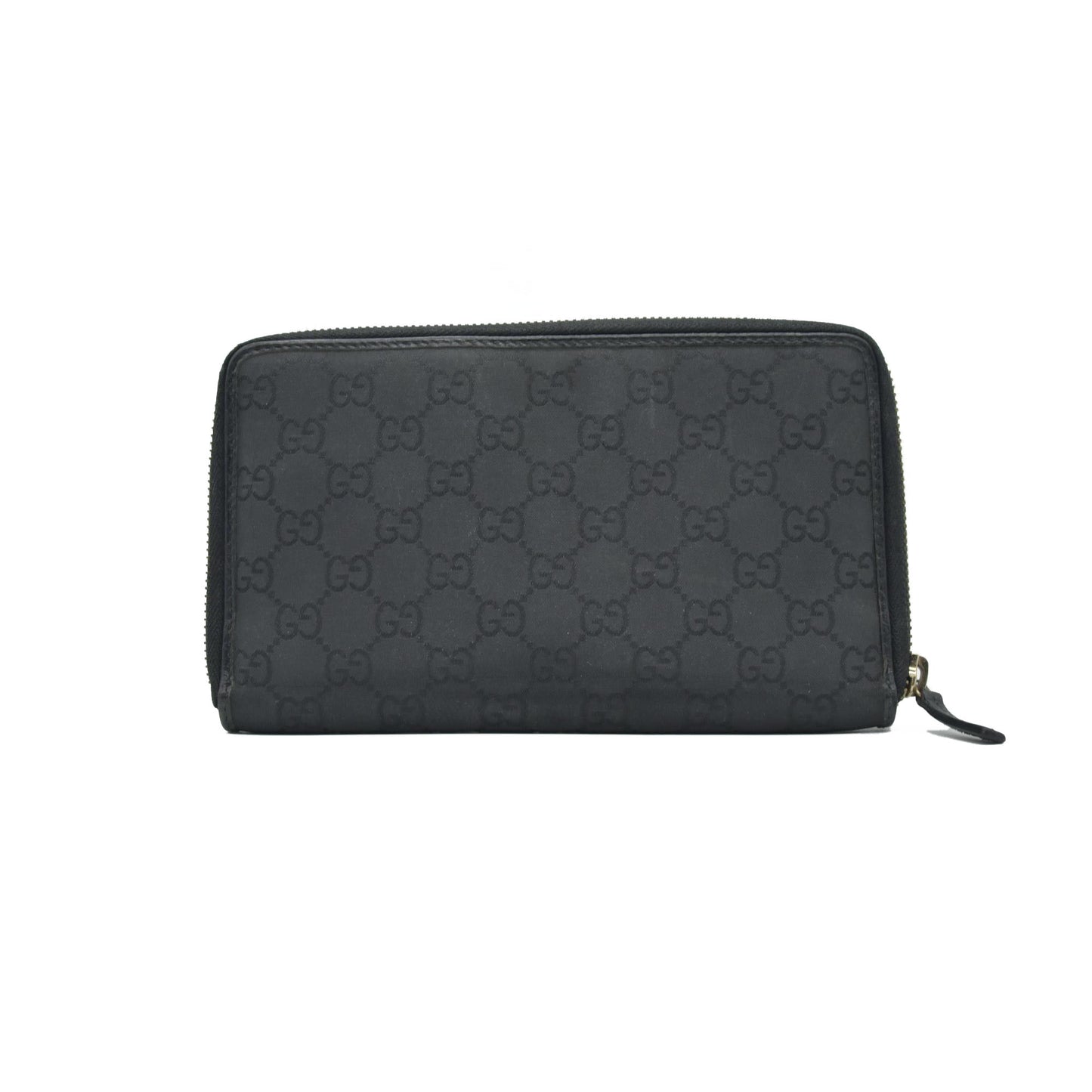 $800 Gucci Large Zip Around Organizer Wallet Black GG CONSIGNMENT