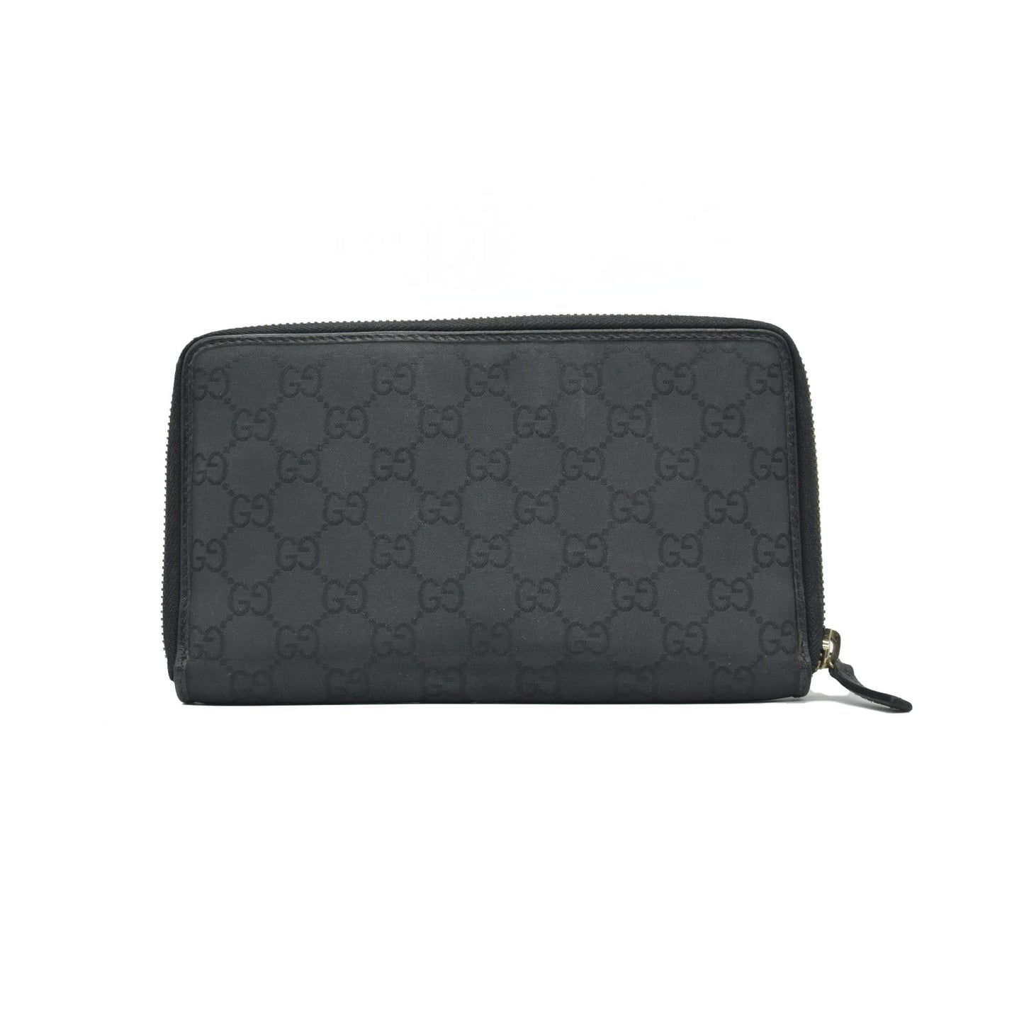 $800 Gucci Large Zip Around Organizer Wallet Black GG CONSIGNMENT