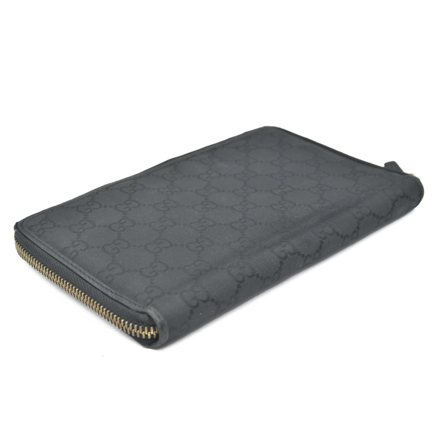 $800 Gucci Large Zip Around Organizer Wallet Black GG CONSIGNMENT