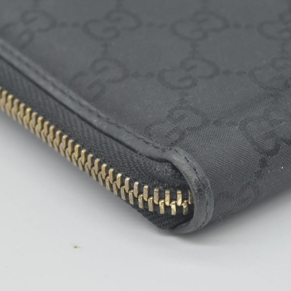 $800 Gucci Large Zip Around Organizer Wallet Black GG CONSIGNMENT