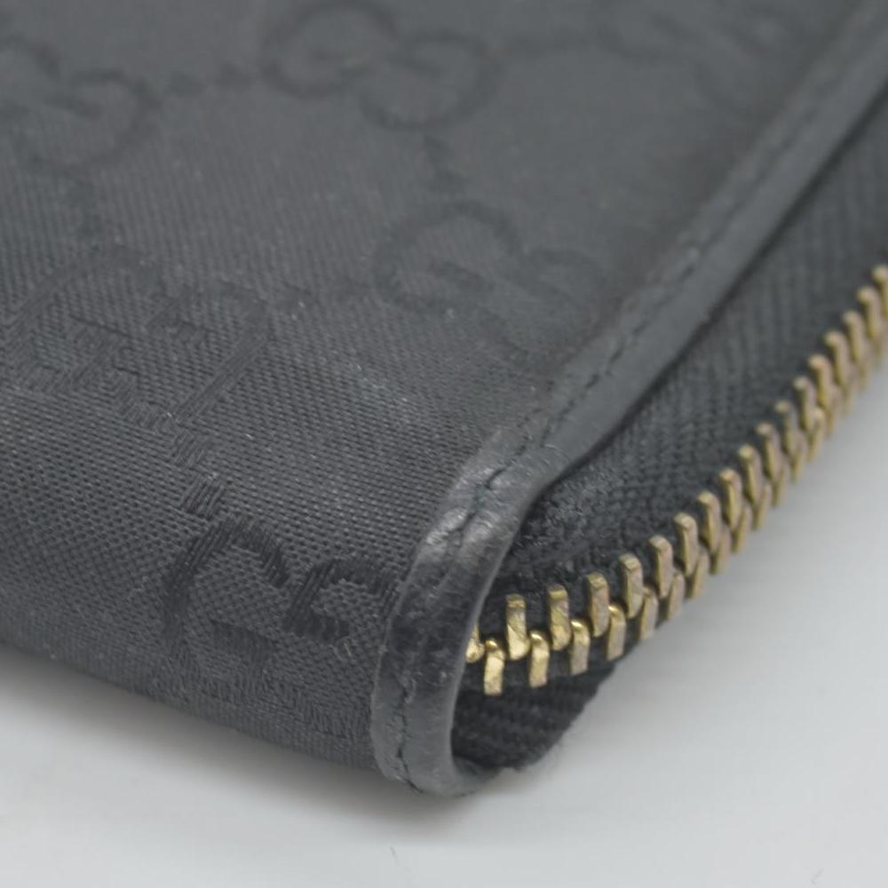$800 Gucci Large Zip Around Organizer Wallet Black GG CONSIGNMENT