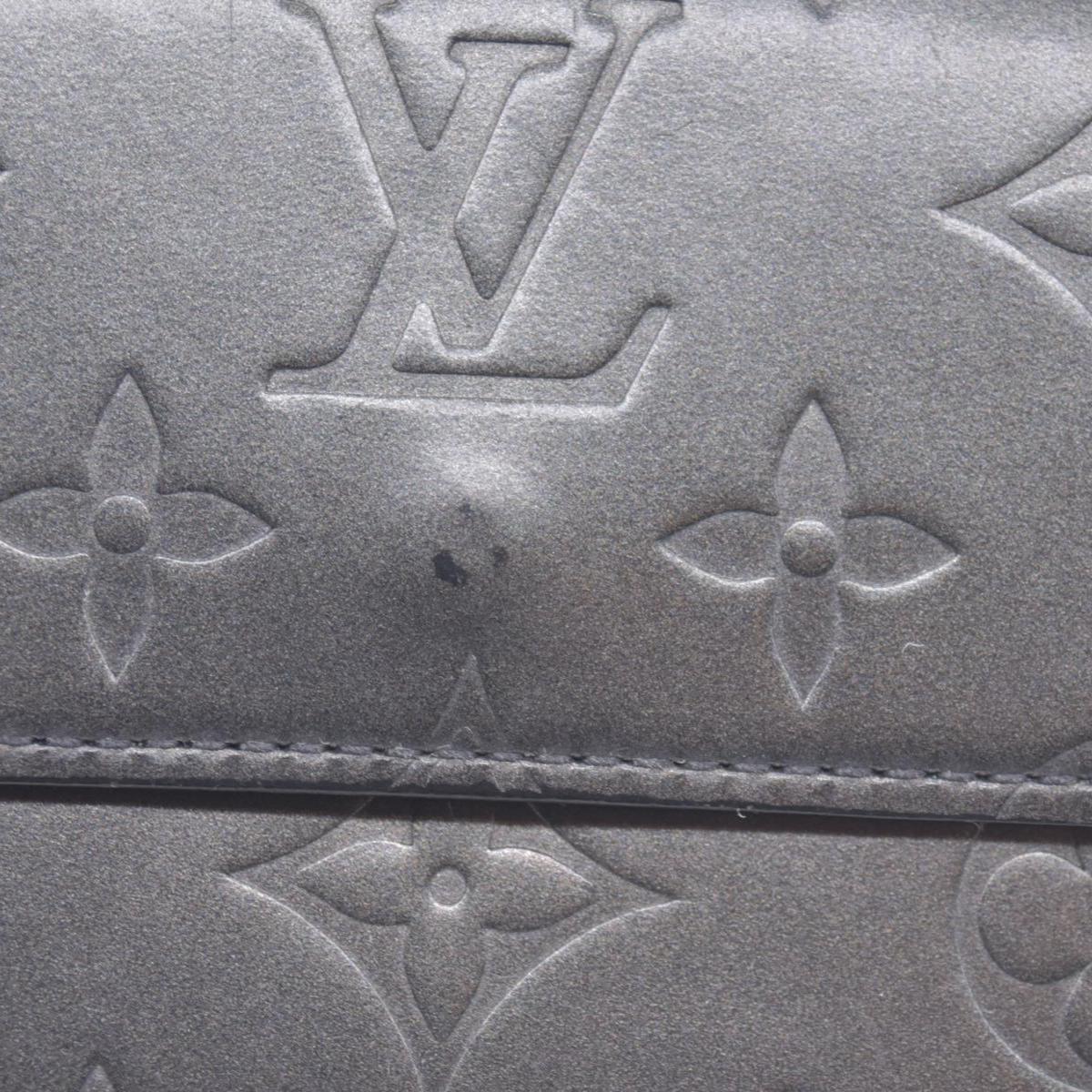 $605 2003 Louis Vuitton Metallic Matt Vernis Compact Wallet Grey TH0033 CONSIGNMENT 10020918