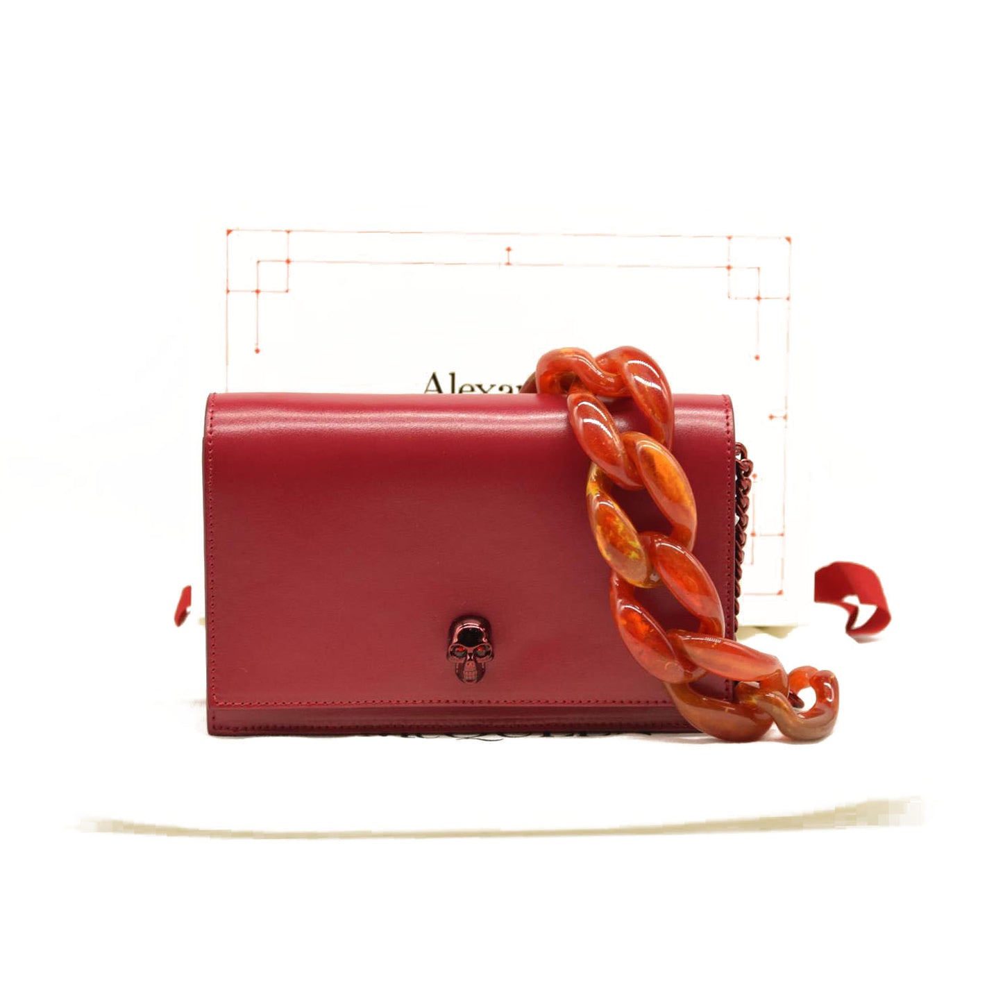 ALEXANDER MCQUEEN   Skull Mini Leather Shoulder Bag In Red