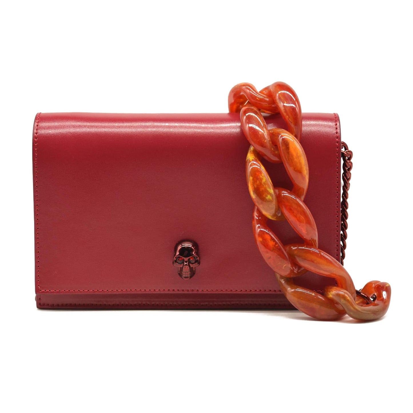 ALEXANDER MCQUEEN   Skull Mini Leather Shoulder Bag In Red