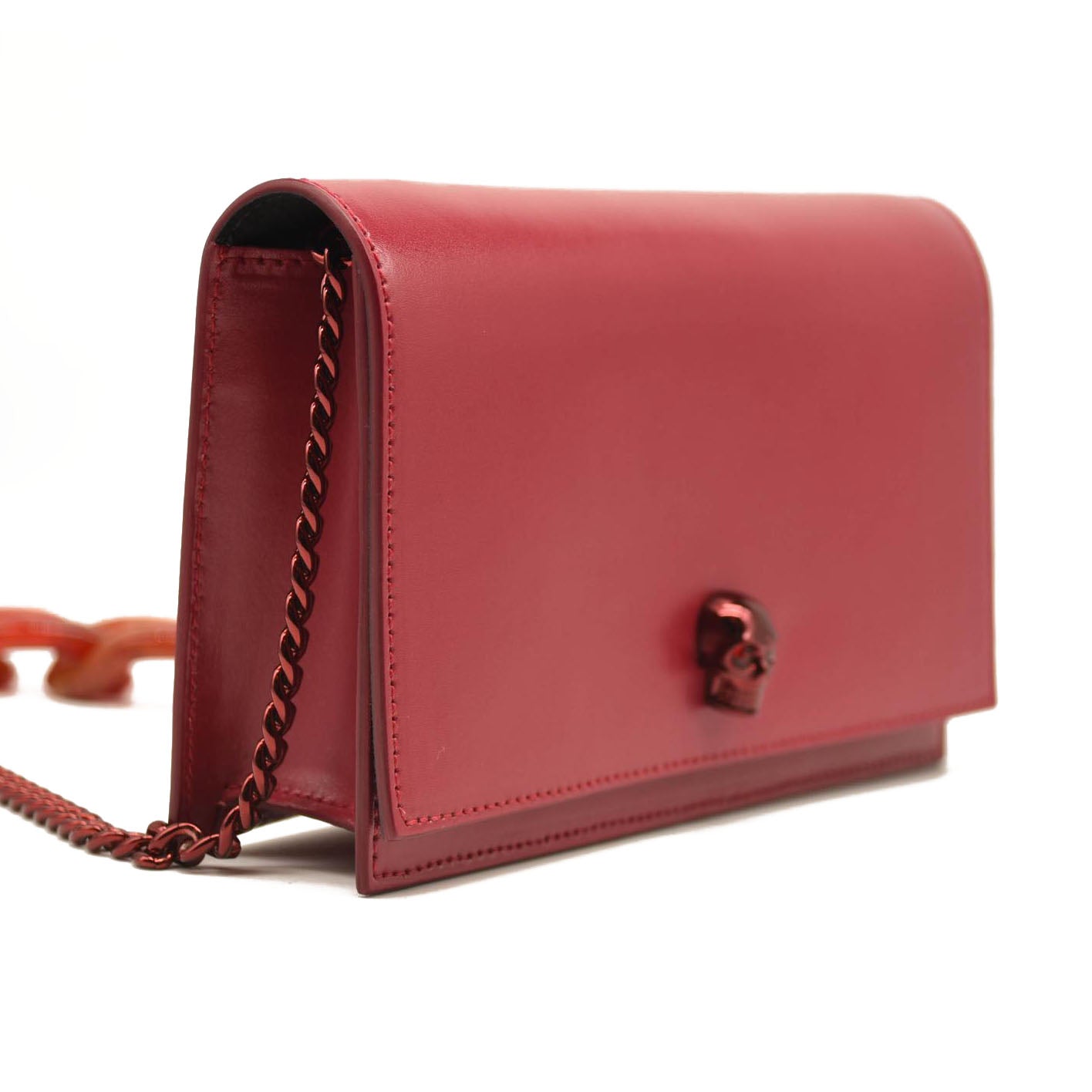 ALEXANDER MCQUEEN   Skull Mini Leather Shoulder Bag In Red