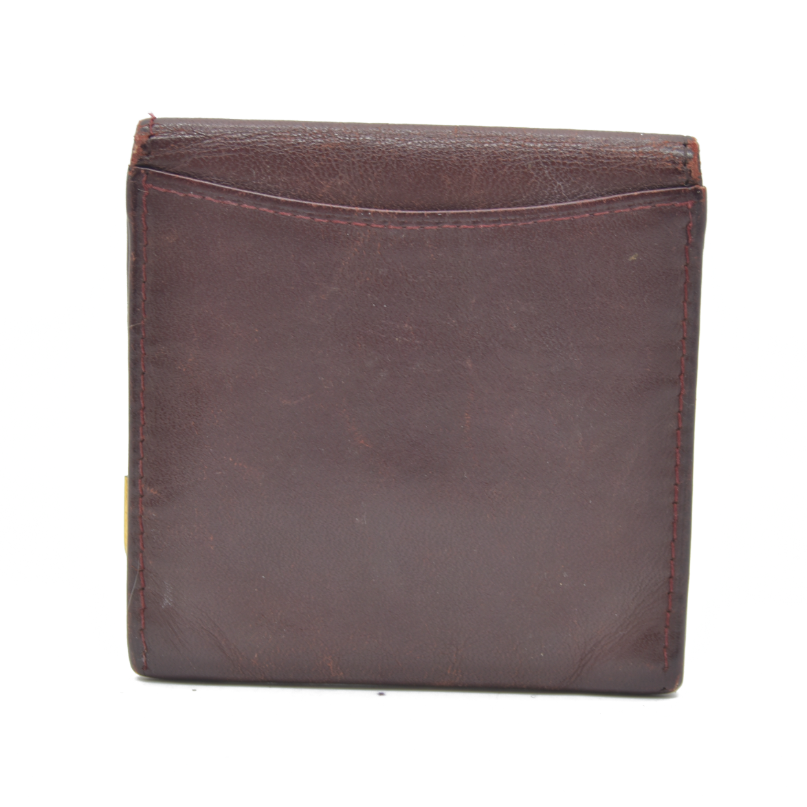 $580 Cartier Vintage Leather Square Coin Purse Wallet Burgundy CONSIGNMENT