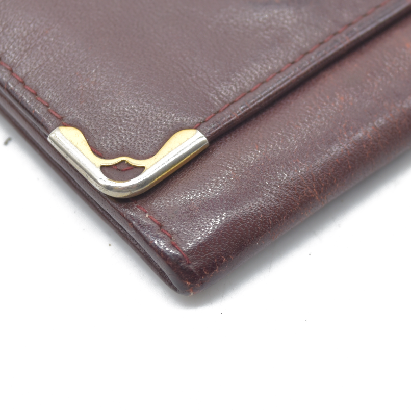 $580 Cartier Vintage Leather Square Coin Purse Wallet Burgundy CONSIGNMENT