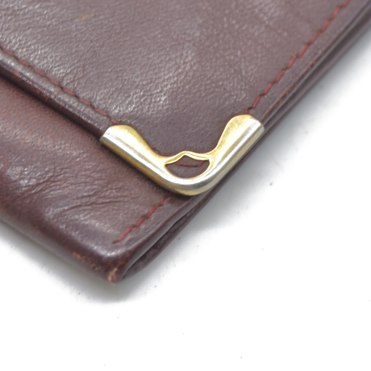 $580 Cartier Vintage Leather Square Coin Purse Wallet Burgundy CONSIGNMENT