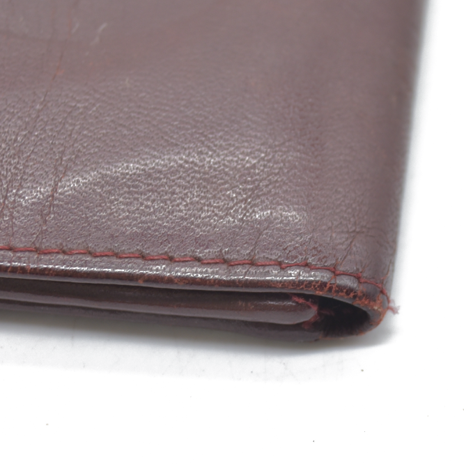 $580 Cartier Vintage Leather Square Coin Purse Wallet Burgundy CONSIGNMENT