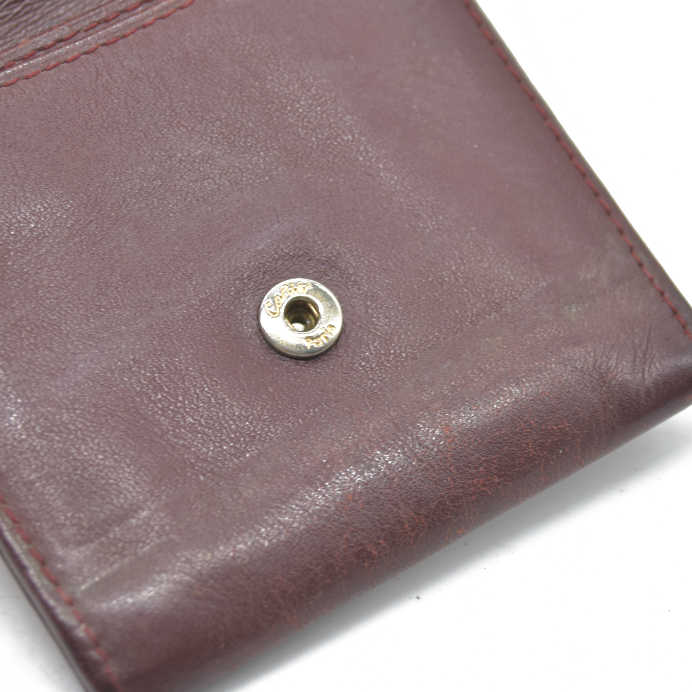 $580 Cartier Vintage Leather Square Coin Purse Wallet Burgundy CONSIGNMENT