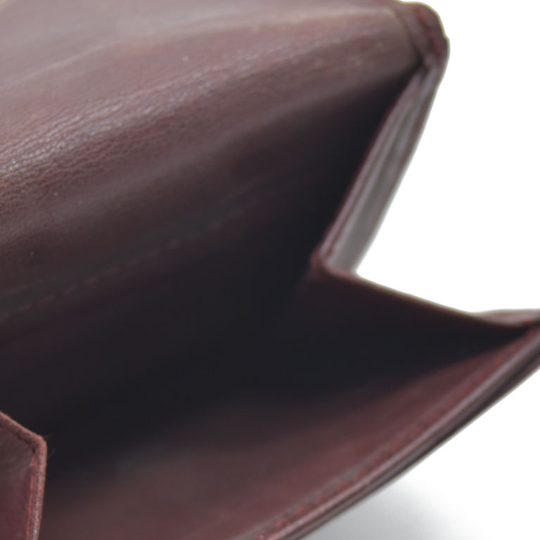 $580 Cartier Vintage Leather Square Coin Purse Wallet Burgundy CONSIGNMENT