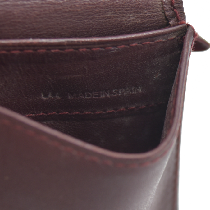 $580 Cartier Vintage Leather Square Coin Purse Wallet Burgundy CONSIGNMENT