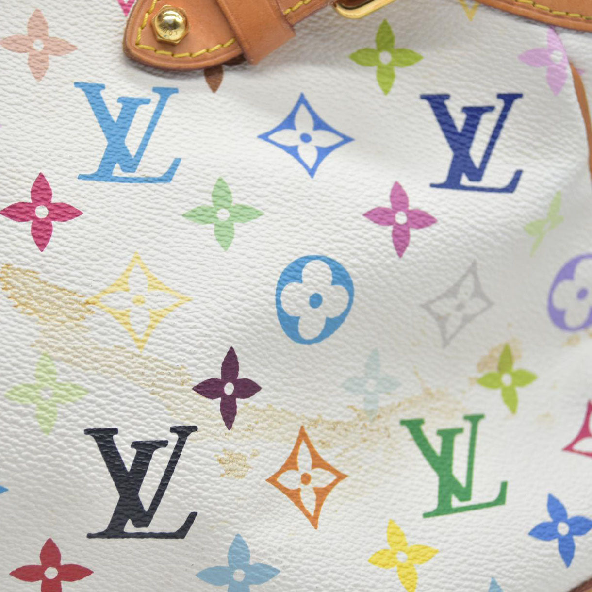 $2410 Louis Vuitton  Monogram Murakami Greta White