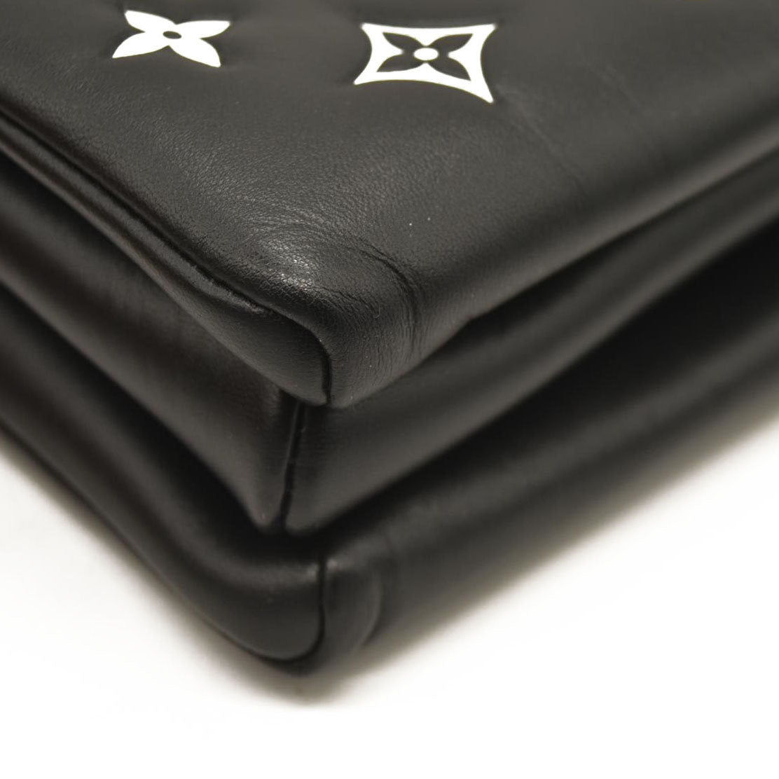 LOUIS VUITTON Lambskin Embossed Monogram Coussin PM Black White