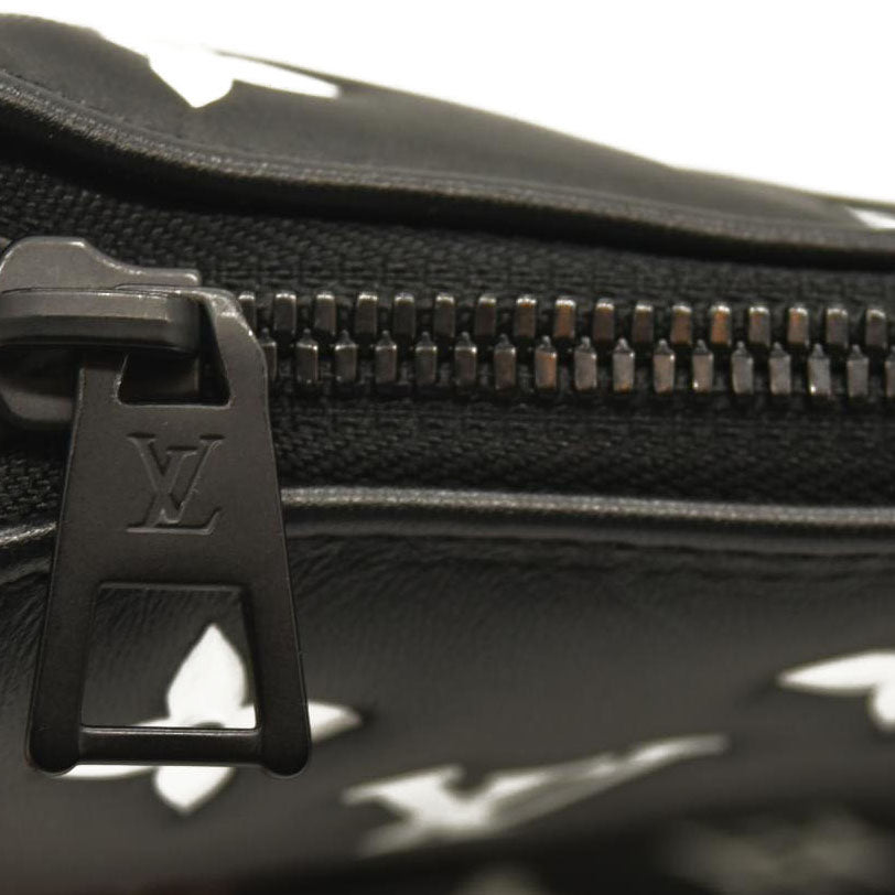 LOUIS VUITTON Lambskin Embossed Monogram Coussin PM Black White