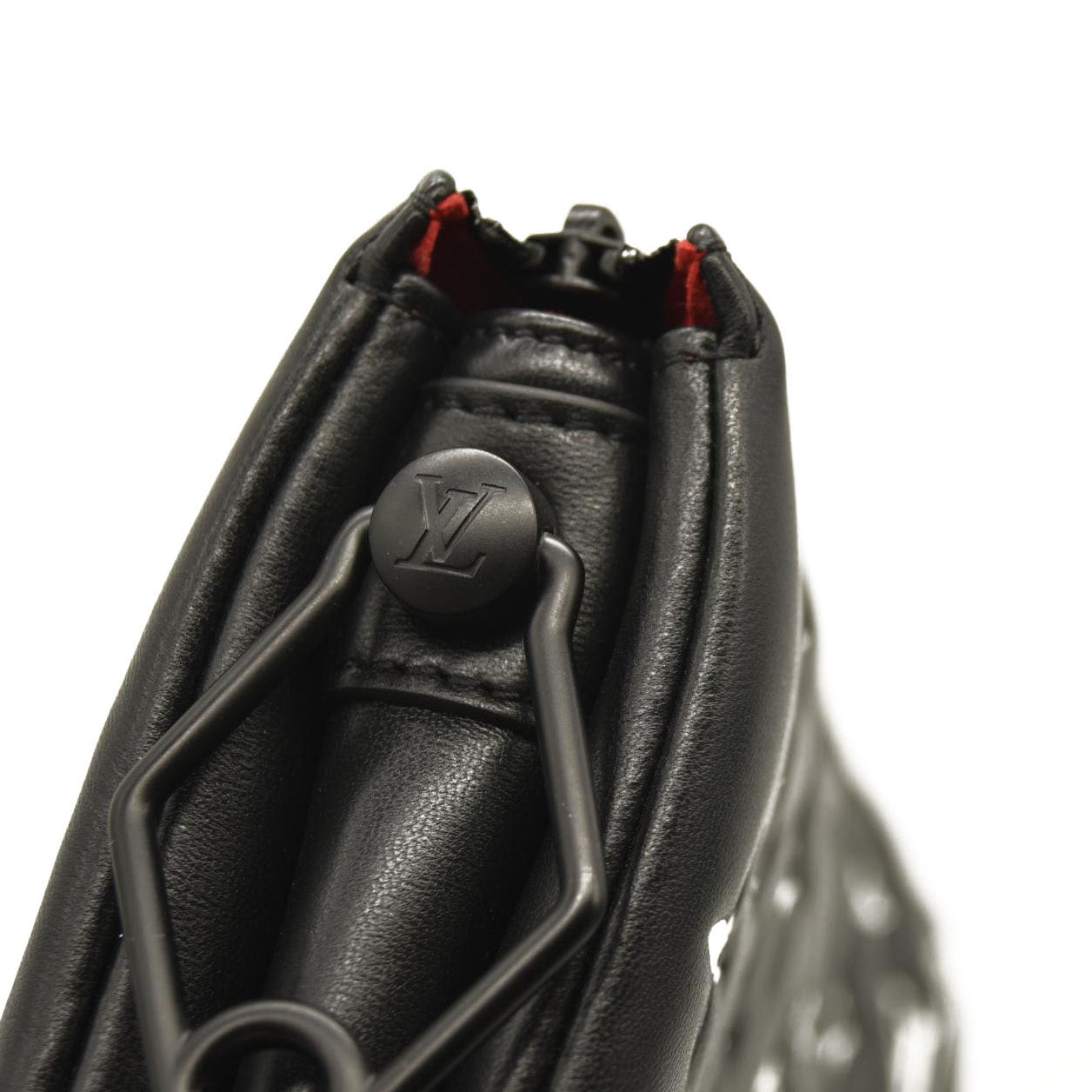 LOUIS VUITTON Lambskin Embossed Monogram Coussin PM Black White