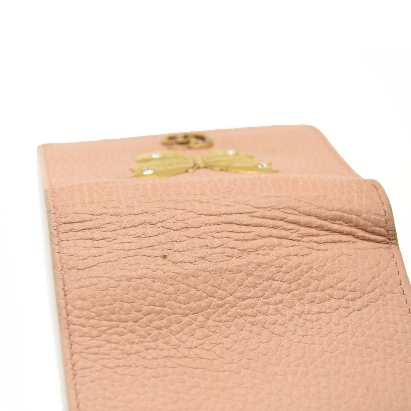 GUCCI Calfskin Butterfly Farfalla Compact Wallet Perfect Pink