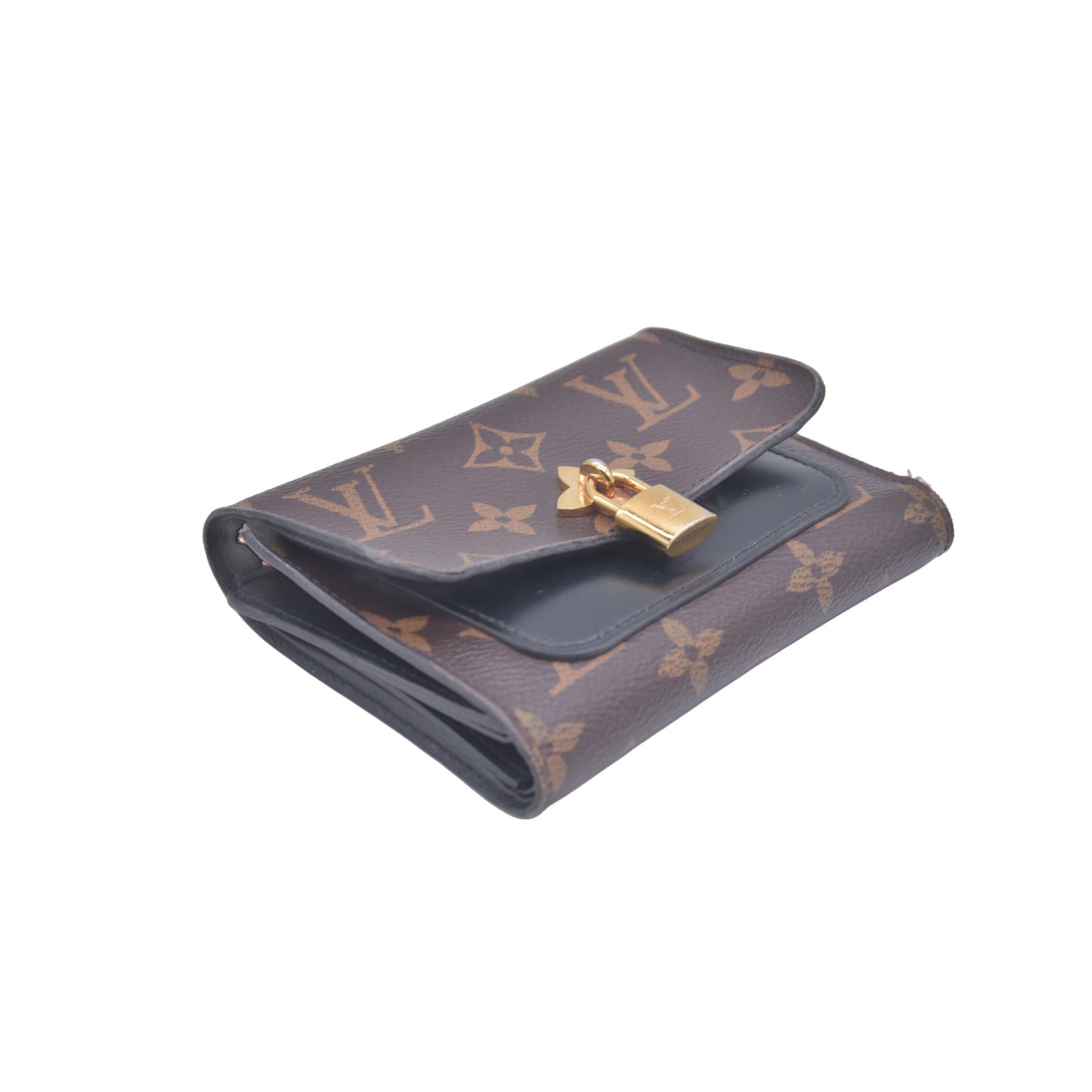 2012 Louis Vuitton Monogram Flower Lock Compact Wallet Black SP4182 CONSIGNMENT