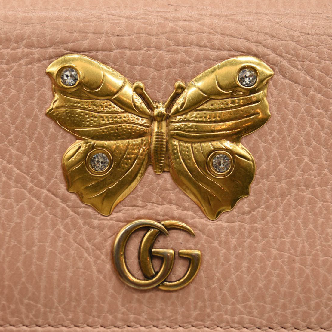 GUCCI Calfskin Butterfly Farfalla Compact Wallet Perfect Pink