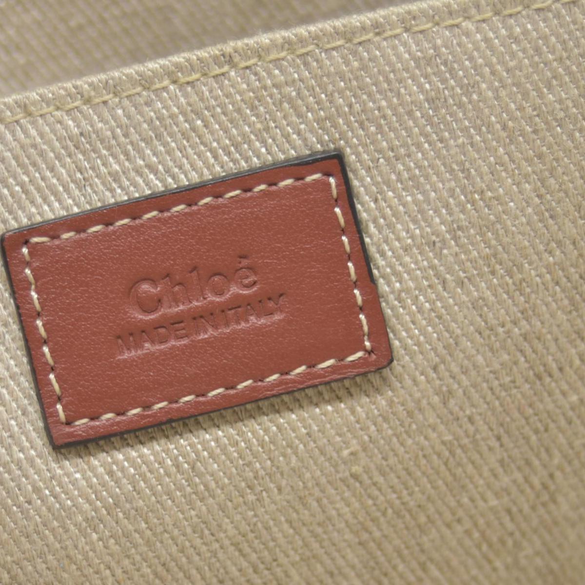 $1650 Chloe Cotton Calfskin Large Woody Ribbon Tote White Brown