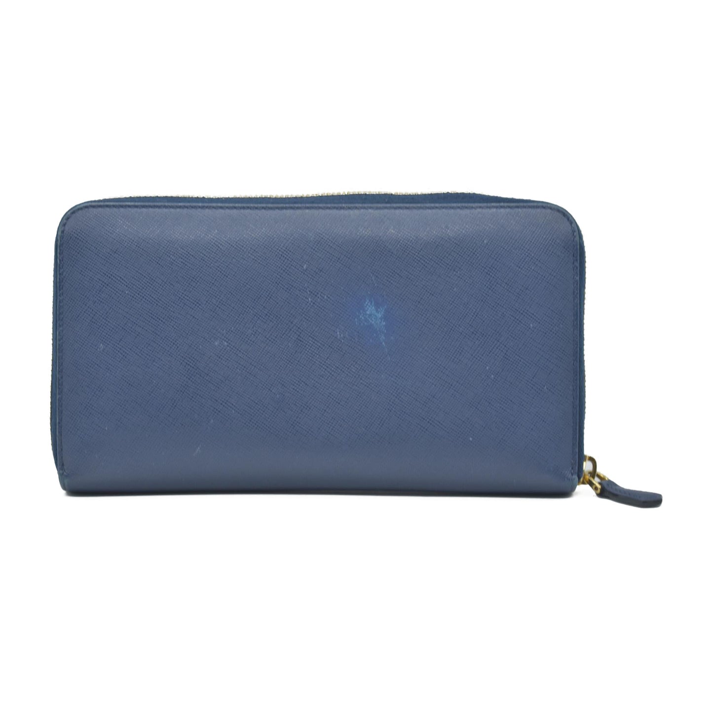 $1050 Prada Saffiano Metal Double Snap Travel Wallet Cobalto CONSIGNMENT