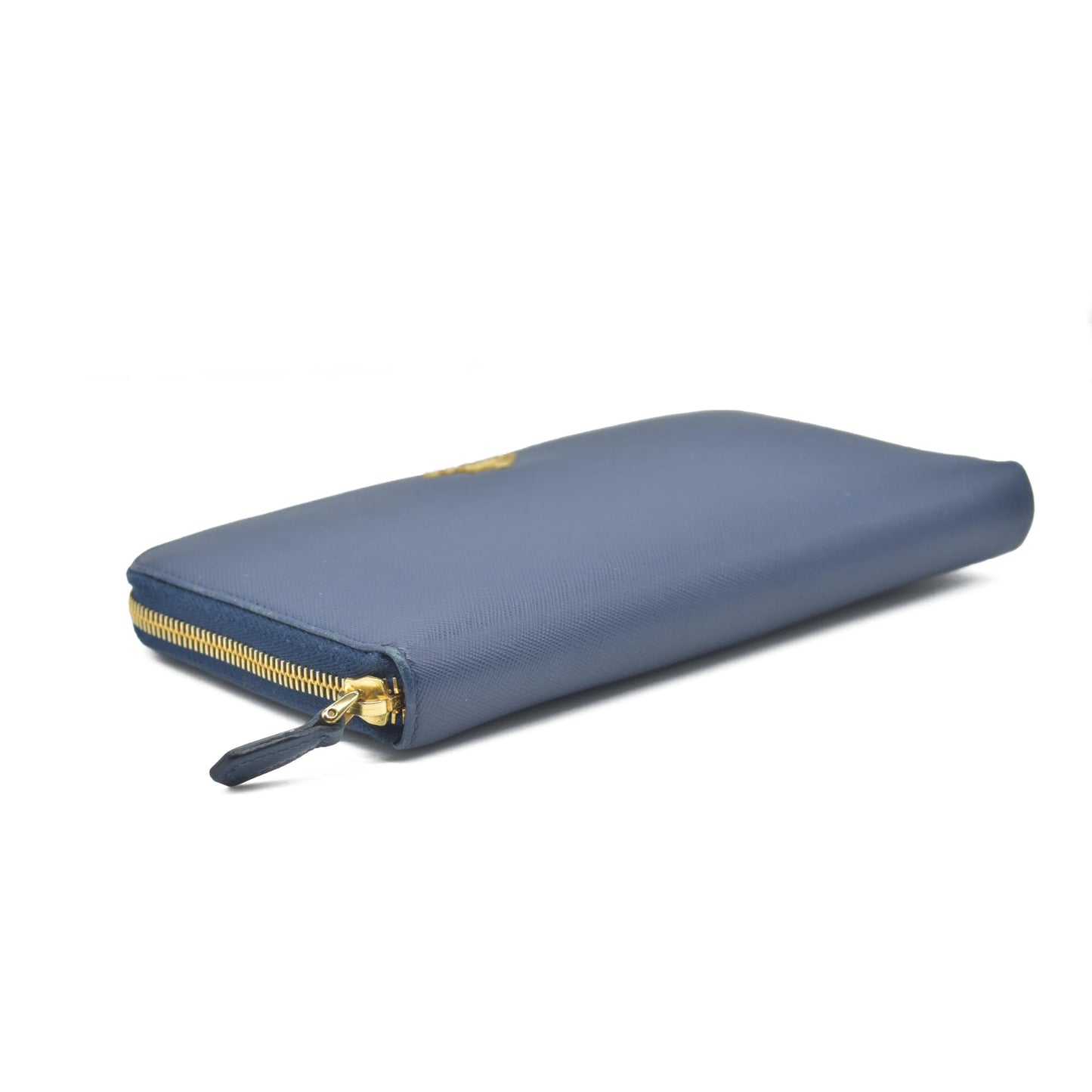 $1050 Prada Saffiano Metal Double Snap Travel Wallet Cobalto CONSIGNMENT