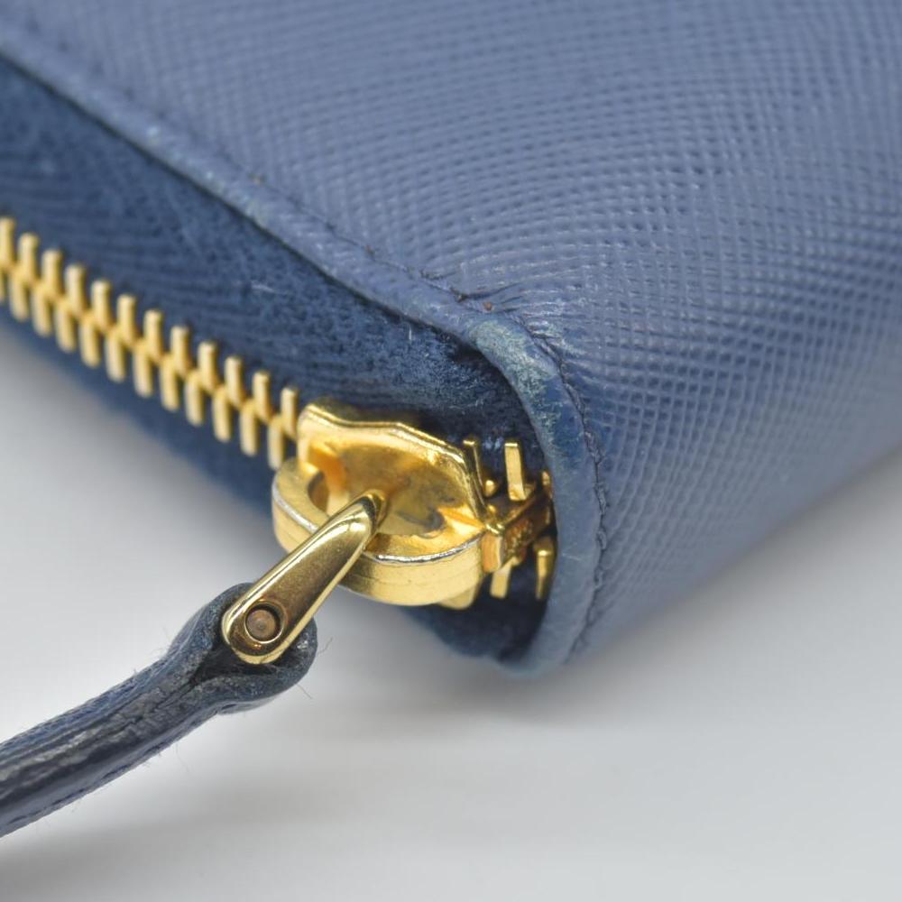 $1050 Prada Saffiano Metal Double Snap Travel Wallet Cobalto CONSIGNMENT