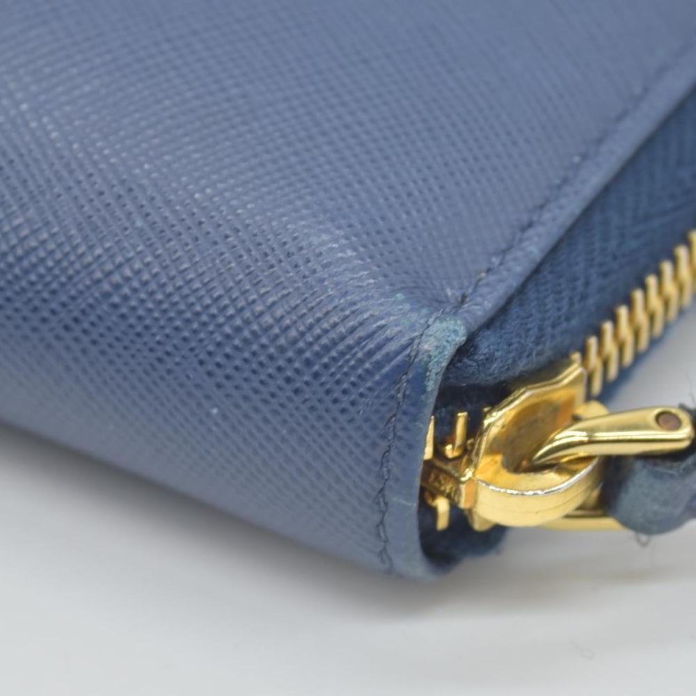 $1050 Prada Saffiano Metal Double Snap Travel Wallet Cobalto CONSIGNMENT