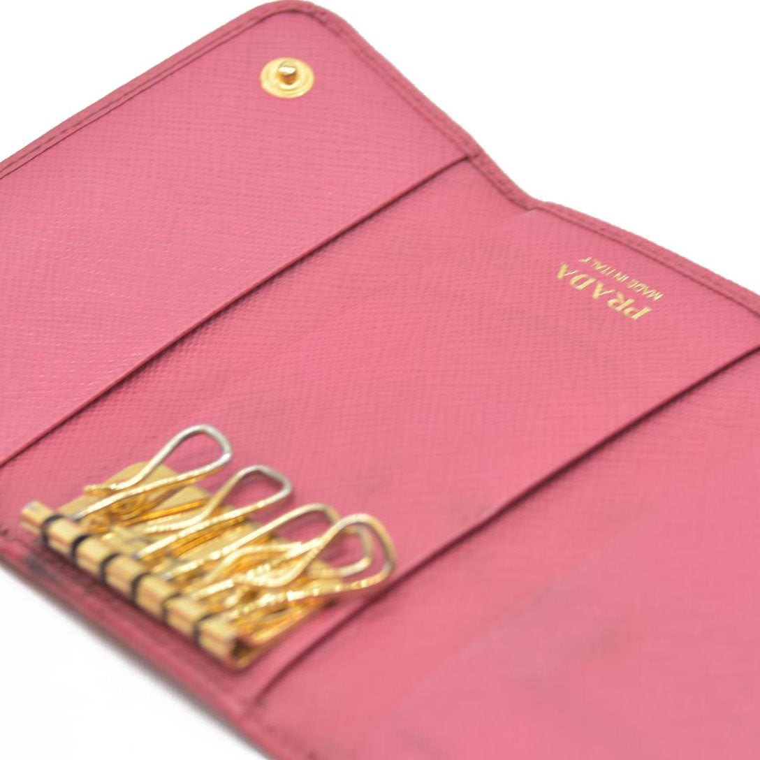 Prada Saffiano Metal Leather Wallet Pink