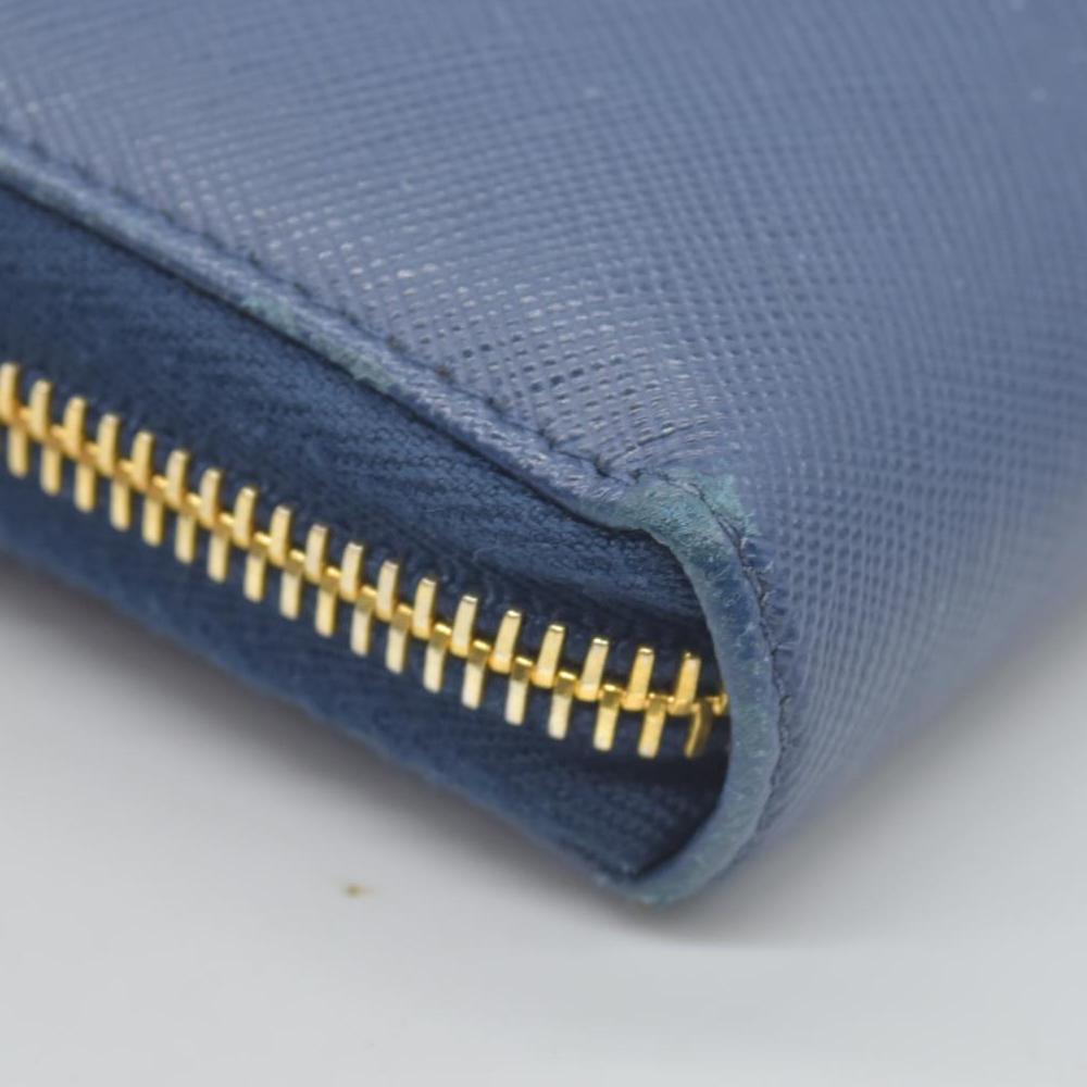 $1050 Prada Saffiano Metal Double Snap Travel Wallet Cobalto CONSIGNMENT