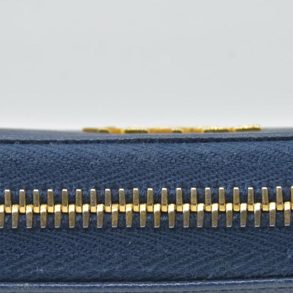 $1050 Prada Saffiano Metal Double Snap Travel Wallet Cobalto CONSIGNMENT