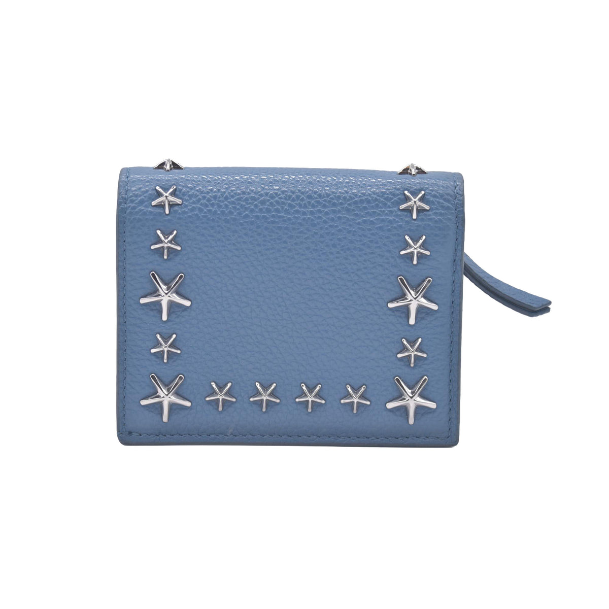 $650 Jimmy Choo Zip Around Compact Star Wallet Blue CONSIGNMENT