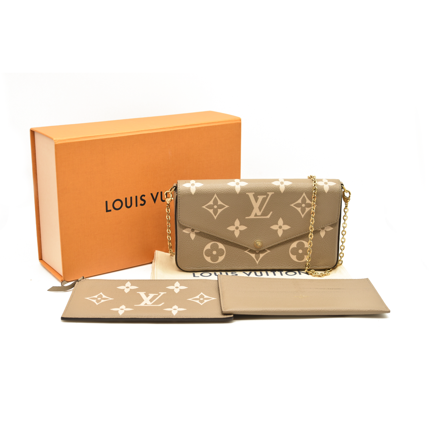 Louis Vuitton  Empreinte Monogram Giant Felicie Pochette Tourterelle Creme FY5200