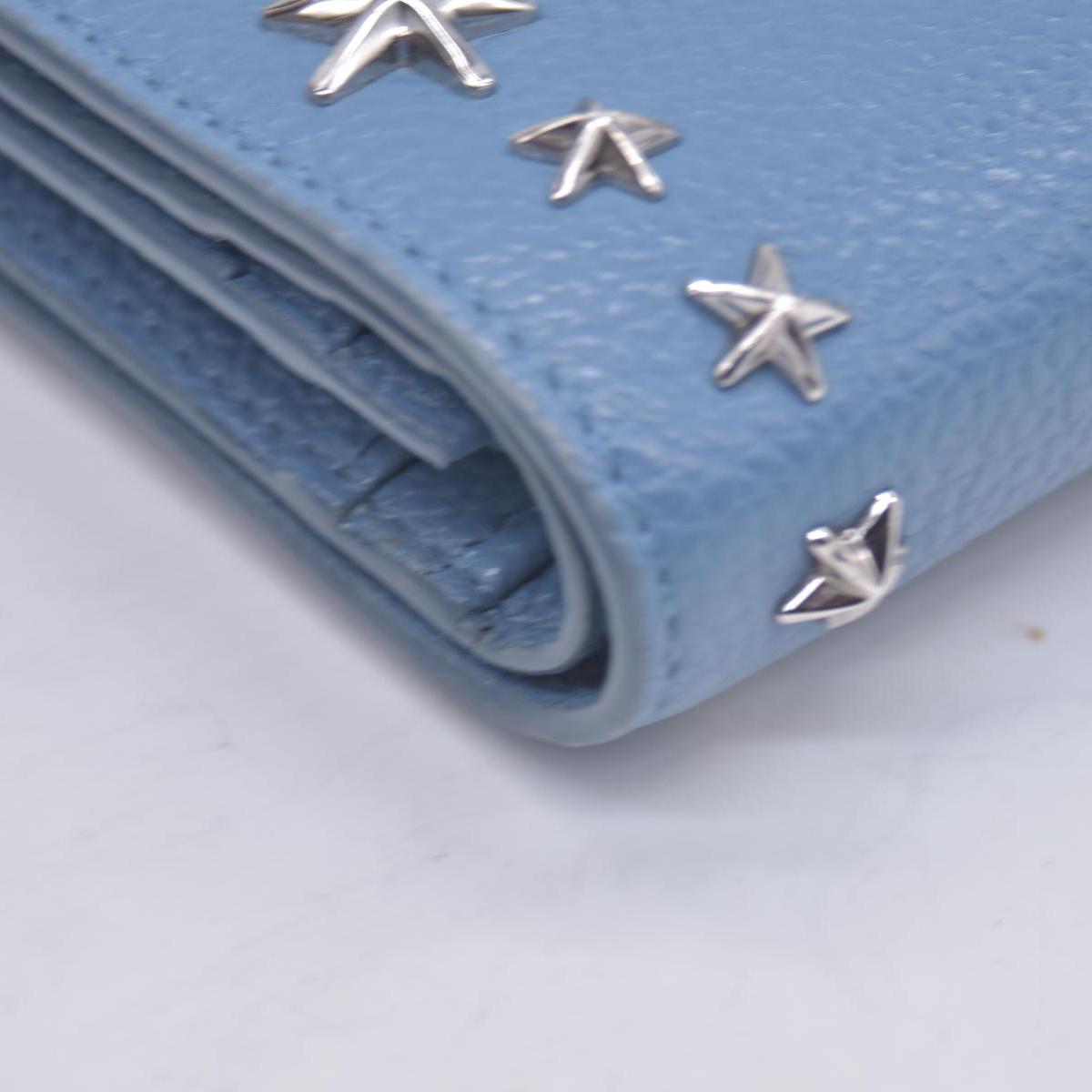 $650 Jimmy Choo Zip Around Compact Star Wallet Blue CONSIGNMENT