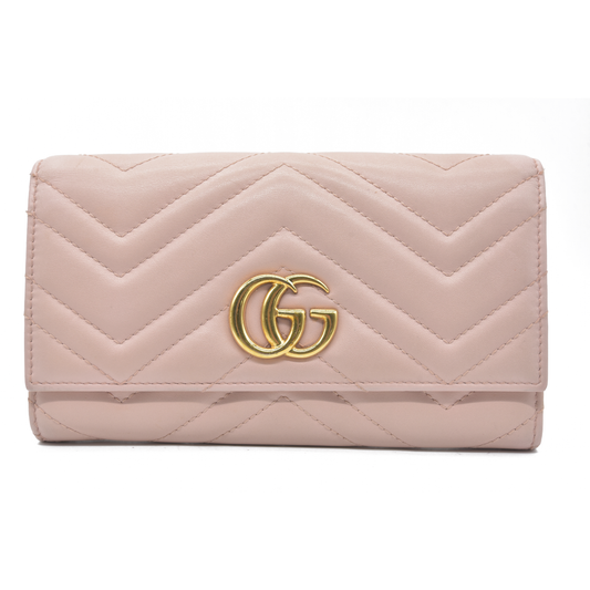 $900  Gucci GG Marmont Continental Wallet Pink Rose CONSIGNMENT