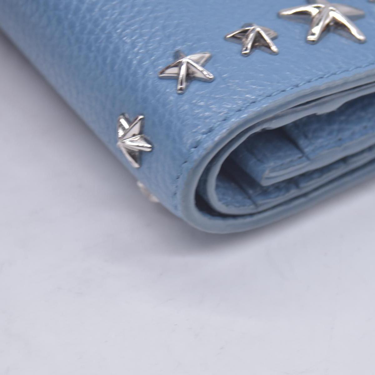$650 Jimmy Choo Zip Around Compact Star Wallet Blue CONSIGNMENT
