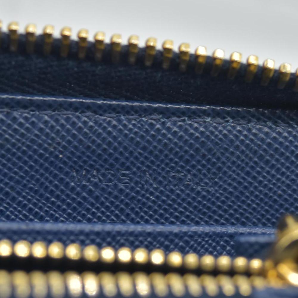 $1050 Prada Saffiano Metal Double Snap Travel Wallet Cobalto CONSIGNMENT