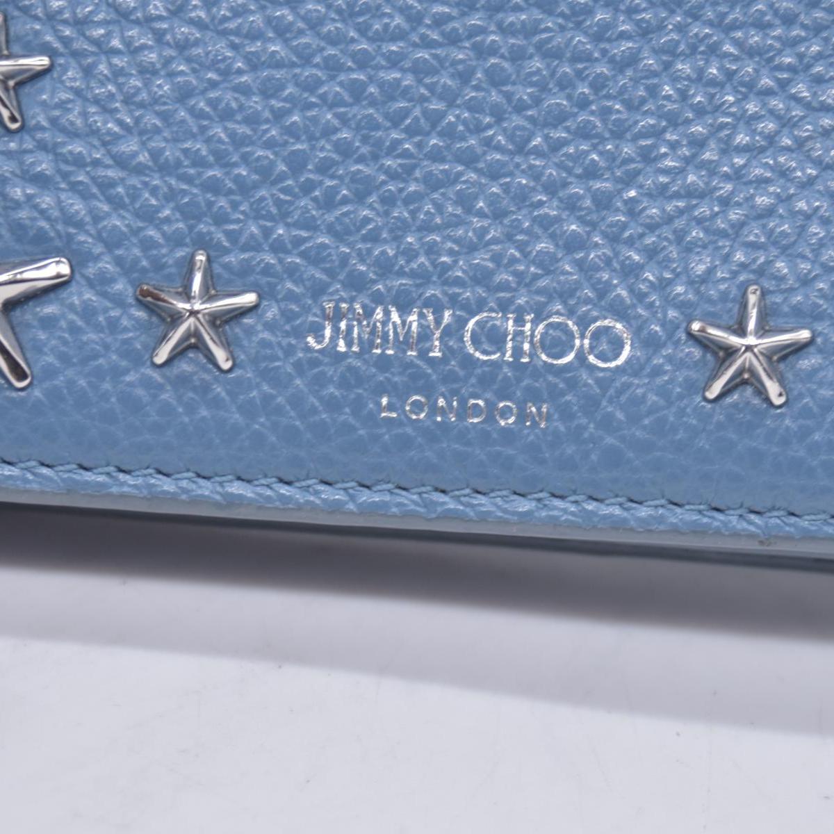 $650 Jimmy Choo Zip Around Compact Star Wallet Blue CONSIGNMENT