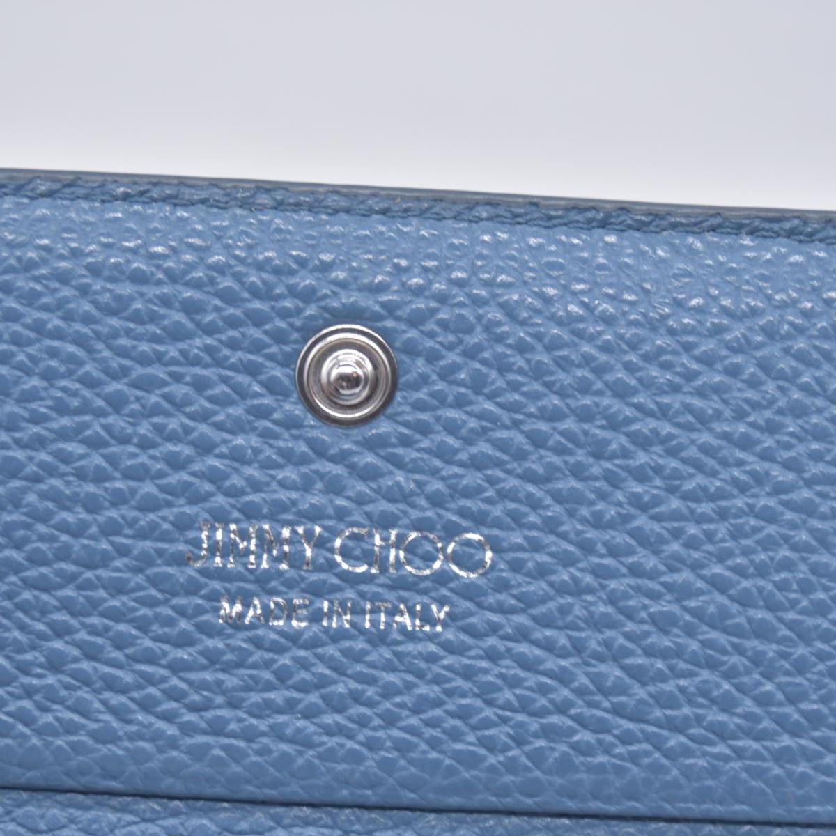 $650 Jimmy Choo Zip Around Compact Star Wallet Blue CONSIGNMENT