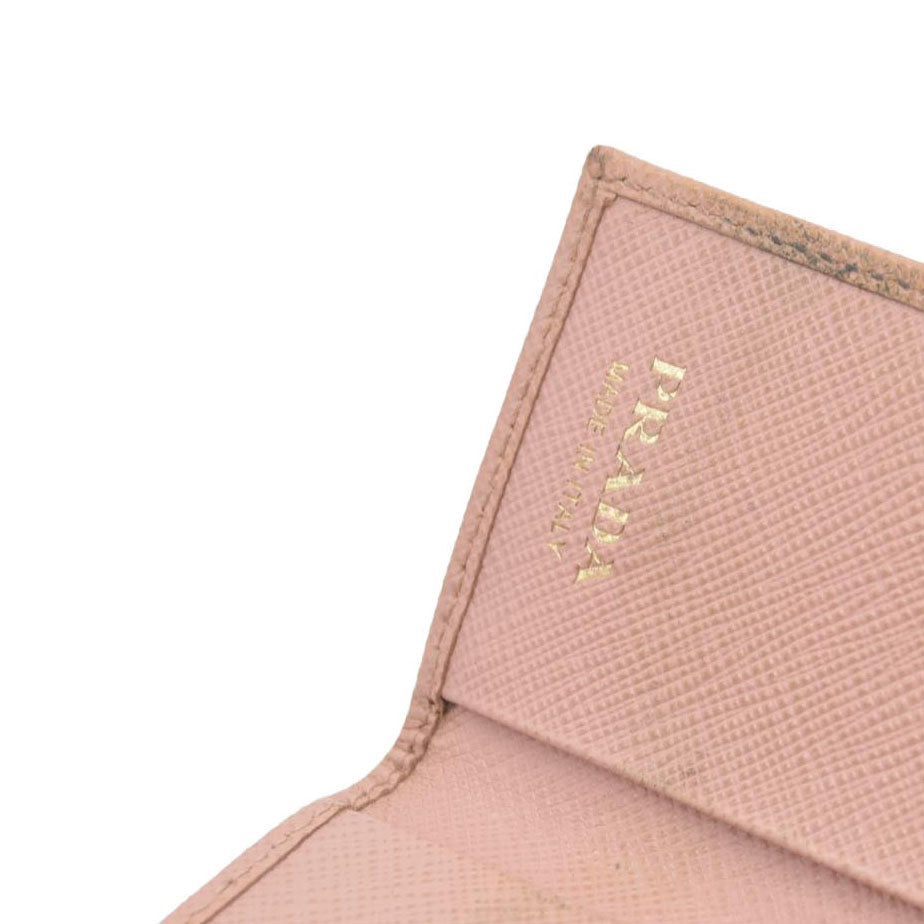 $345 Prada Saffiano Metal 6 Key Holder Beige Pink